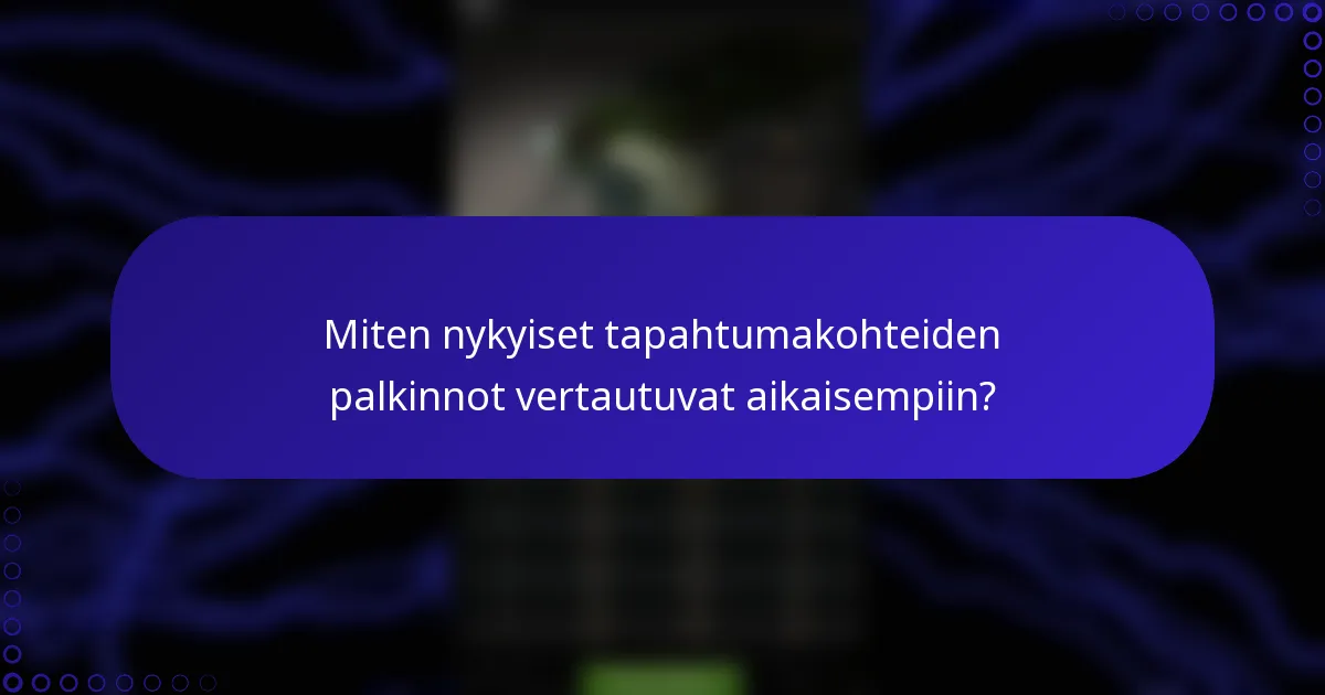 Miten nykyiset tapahtumakohteiden palkinnot vertautuvat aikaisempiin?